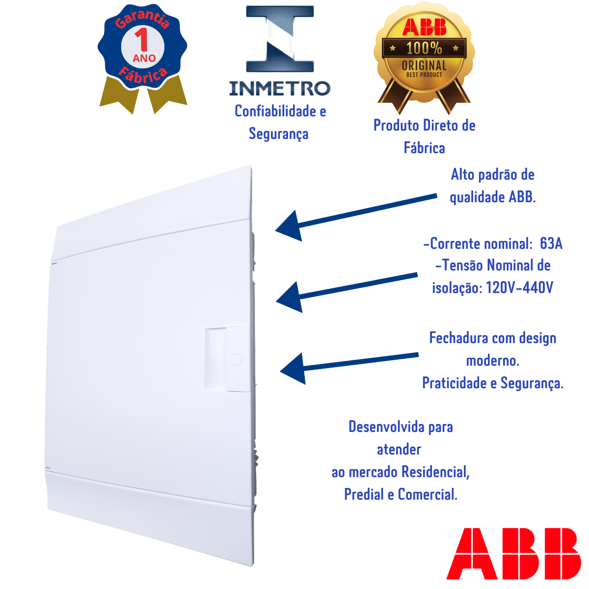 Quadro Distribuição de Disjuntores Emb. Mistral 24 Mód. S/ Barram. T/N ABB