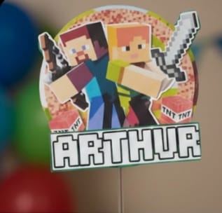 Topo de Bolo Minecraft Personalizado