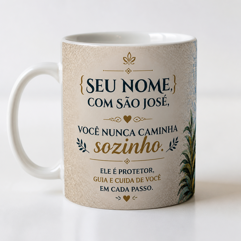 Caneca de Porcelana São José e devoção - 350ml