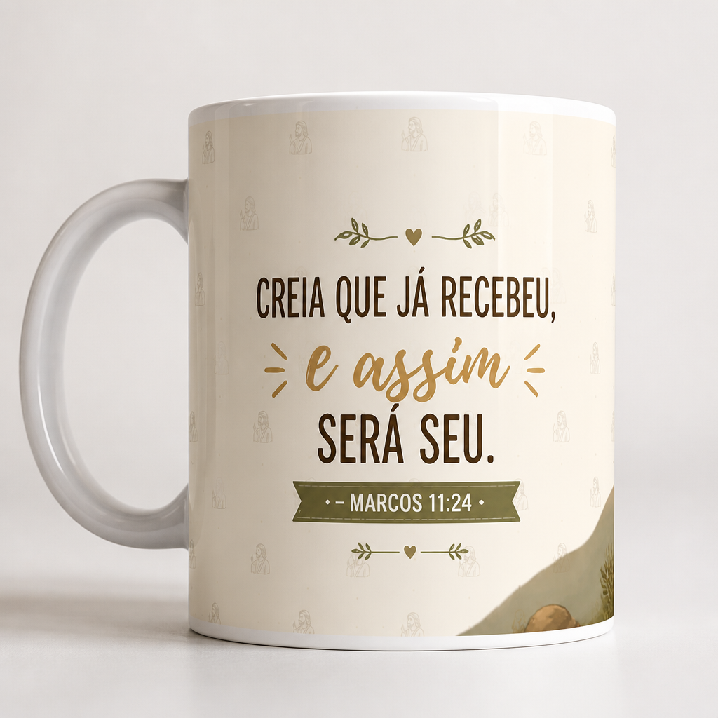 Caneca de Porcelana Devoção Religiosa - 350ml