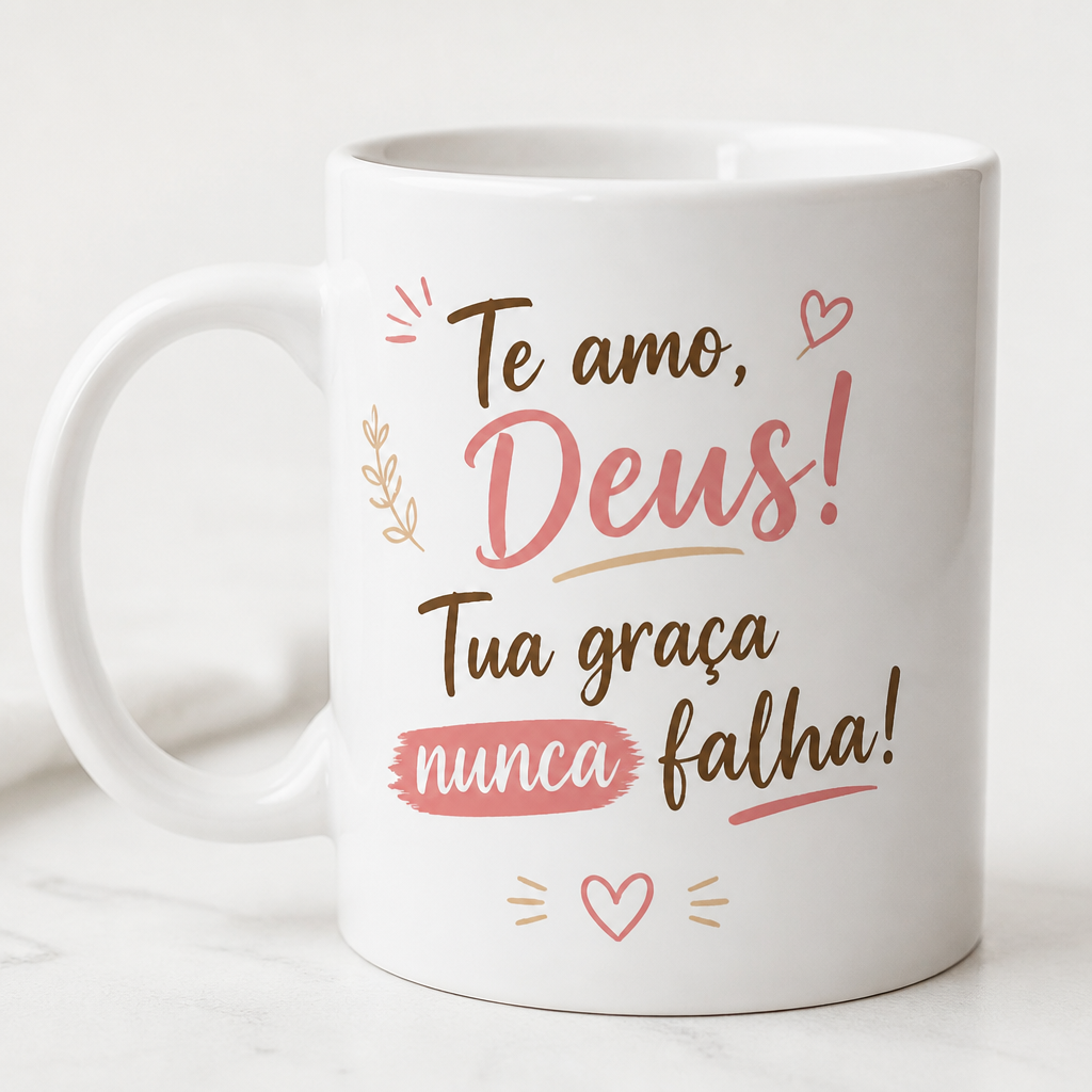 Caneca de Porcelana Te amo, Deus! - 350ml