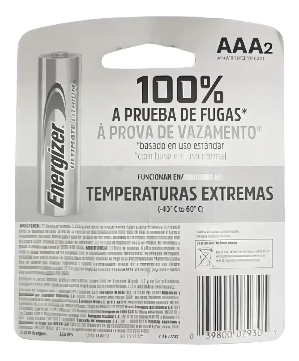 Par de Pilhas Energizer Lithium AAA Longa Duração