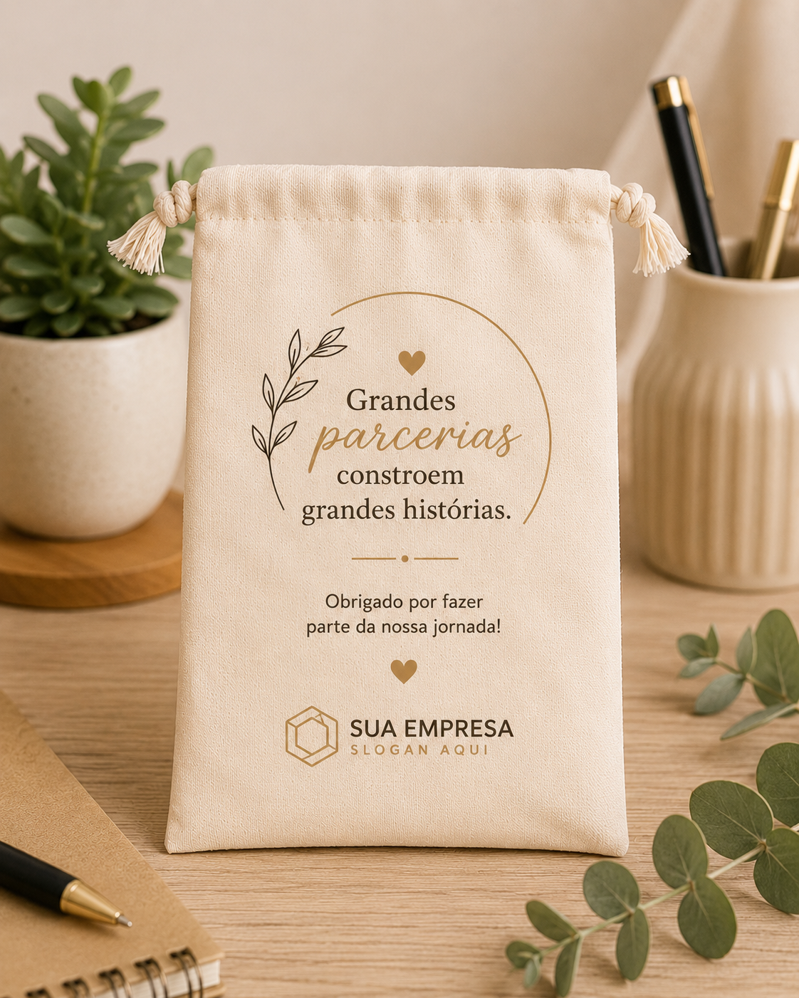 Saquinho de Algodão Cru Personalizado 40x40 cm