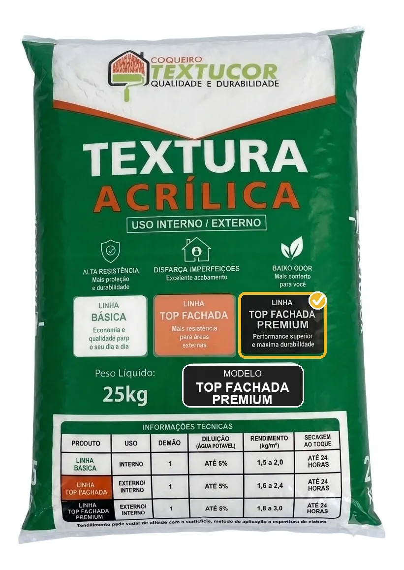 Textura Top Fachada Premium 25kg - Textucor - Uso Int / Ext