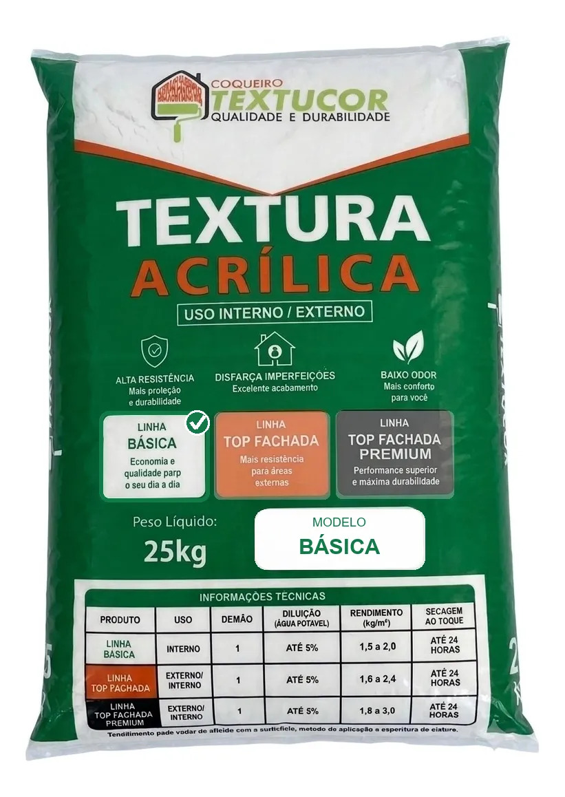 Textura Acrílica Básica 25kg - Textucor - Uso Interno