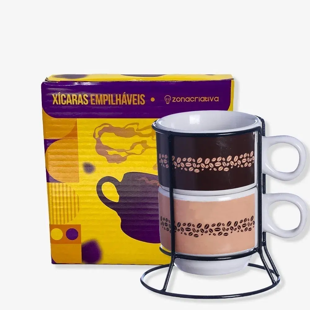 Kit 2 Xícaras Empilháveis - Café