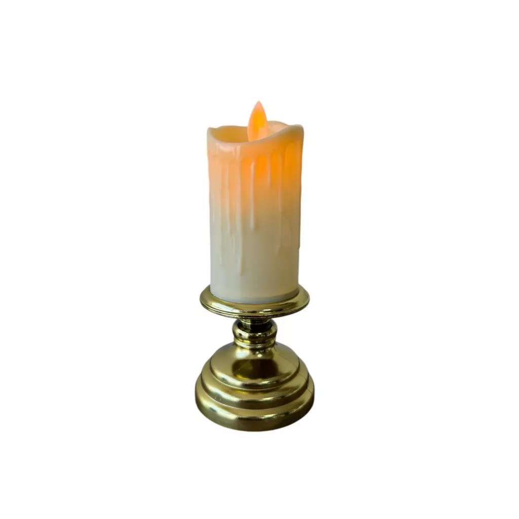 Vela de Led - Castiçal Dourada Média