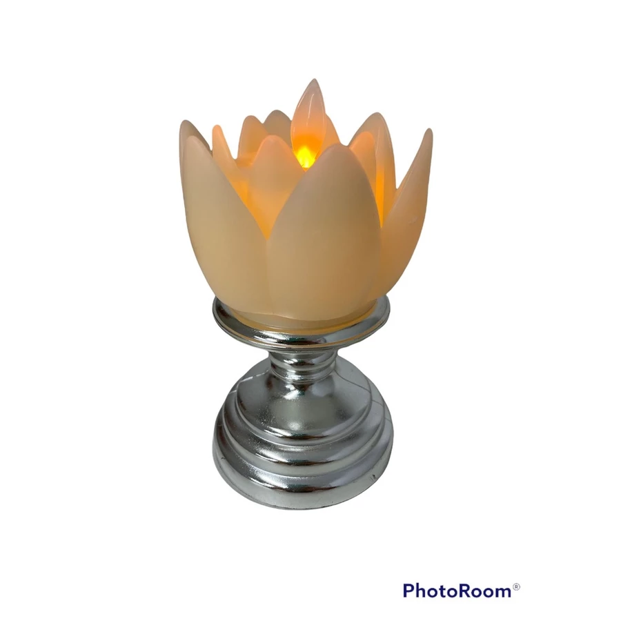 Vela de Led - Flor Lótus Prata