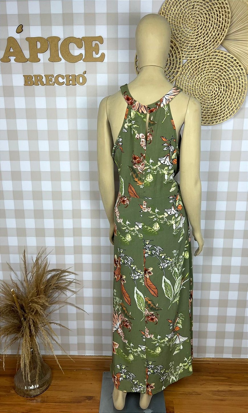 Vestido Zinzane Verde Floral Tamanho G