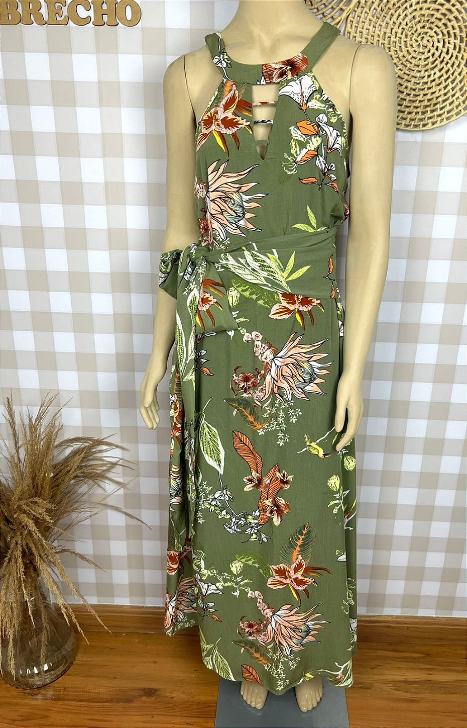 Vestido Zinzane Verde Floral Tamanho G