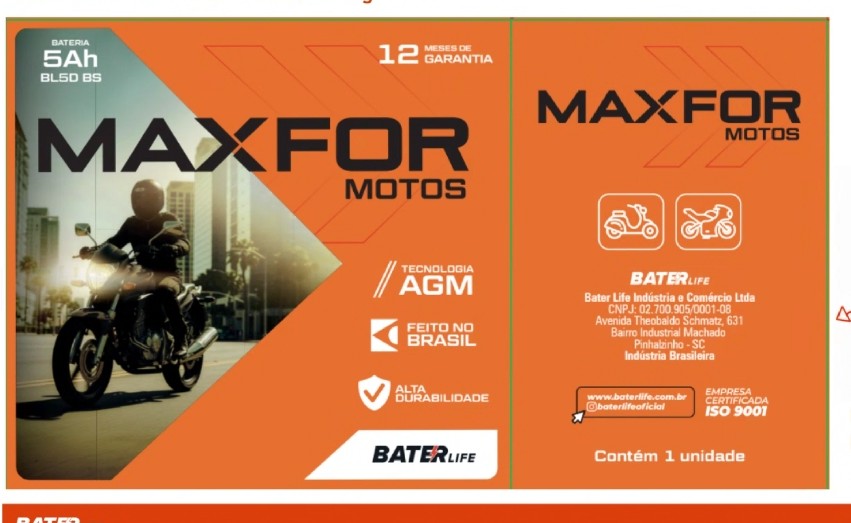 Bateria Moto Maxfor 12V 5Ah BL5DBS