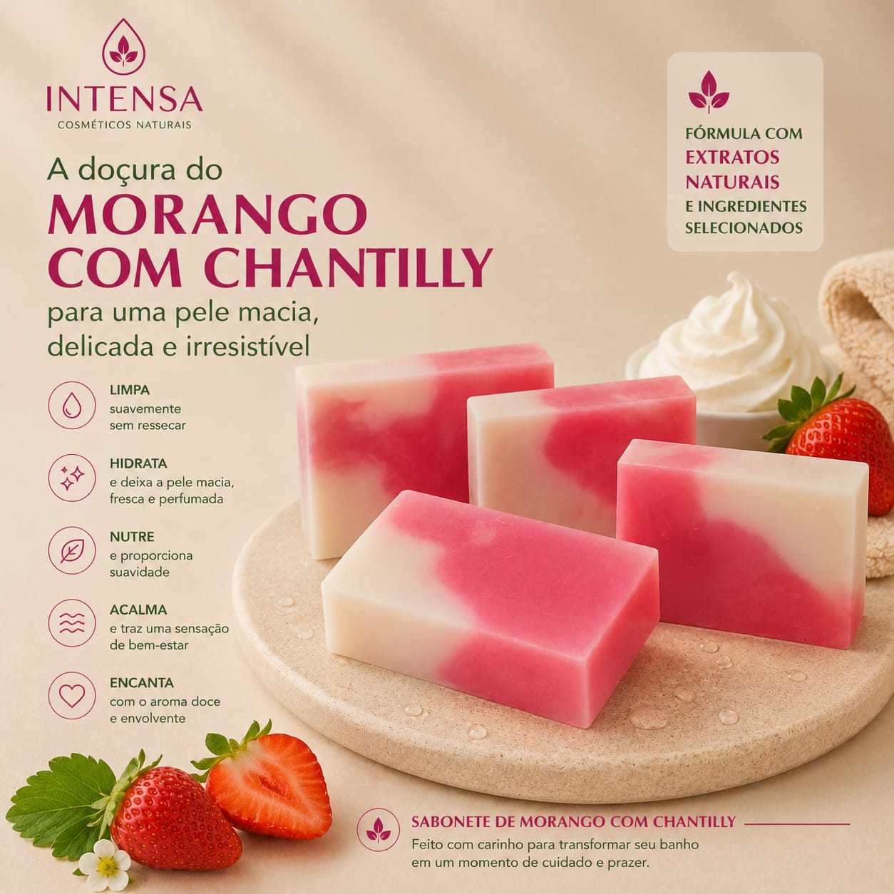 Sabonete Morango Com Chantilly