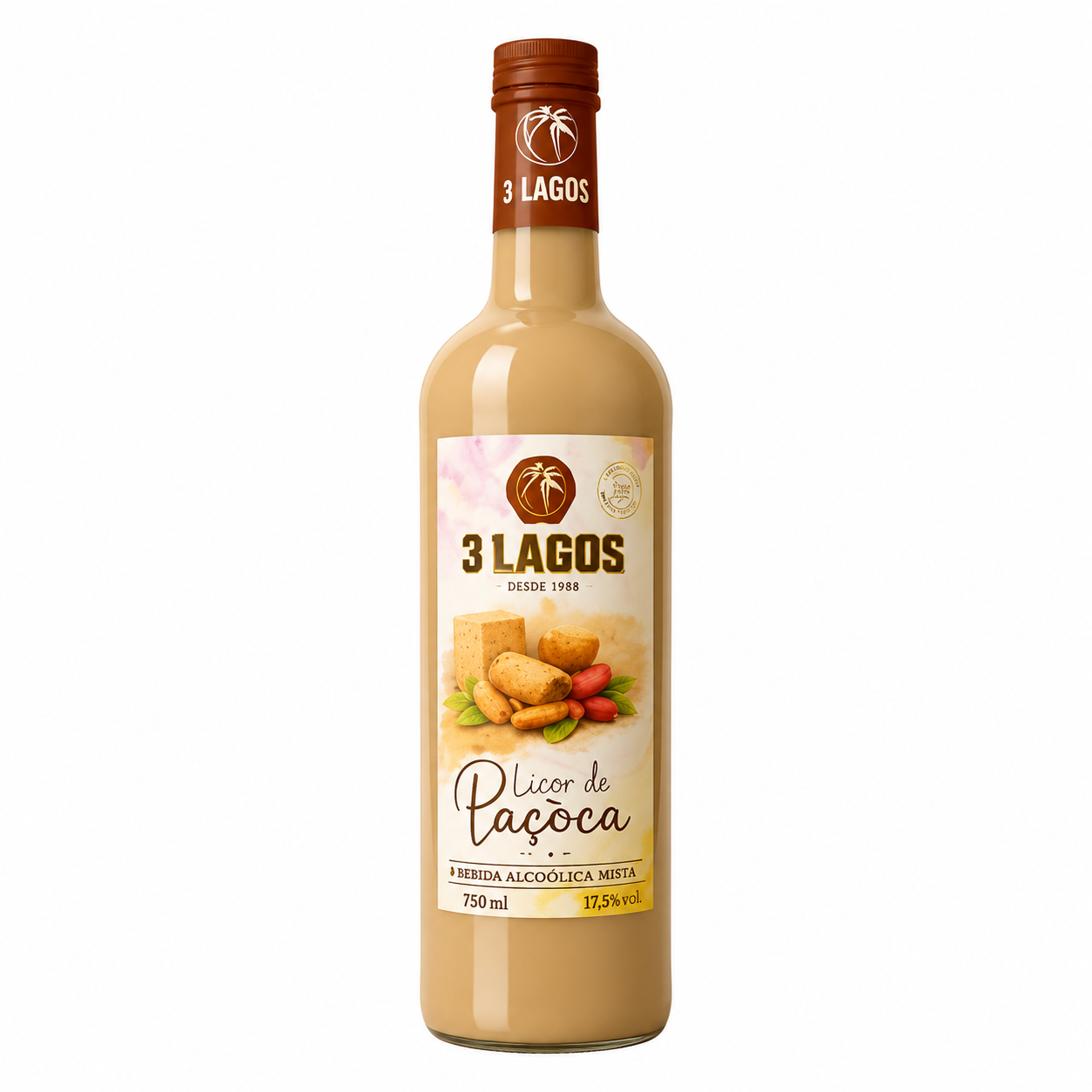 Licor 3 lagos paçoca 750ml