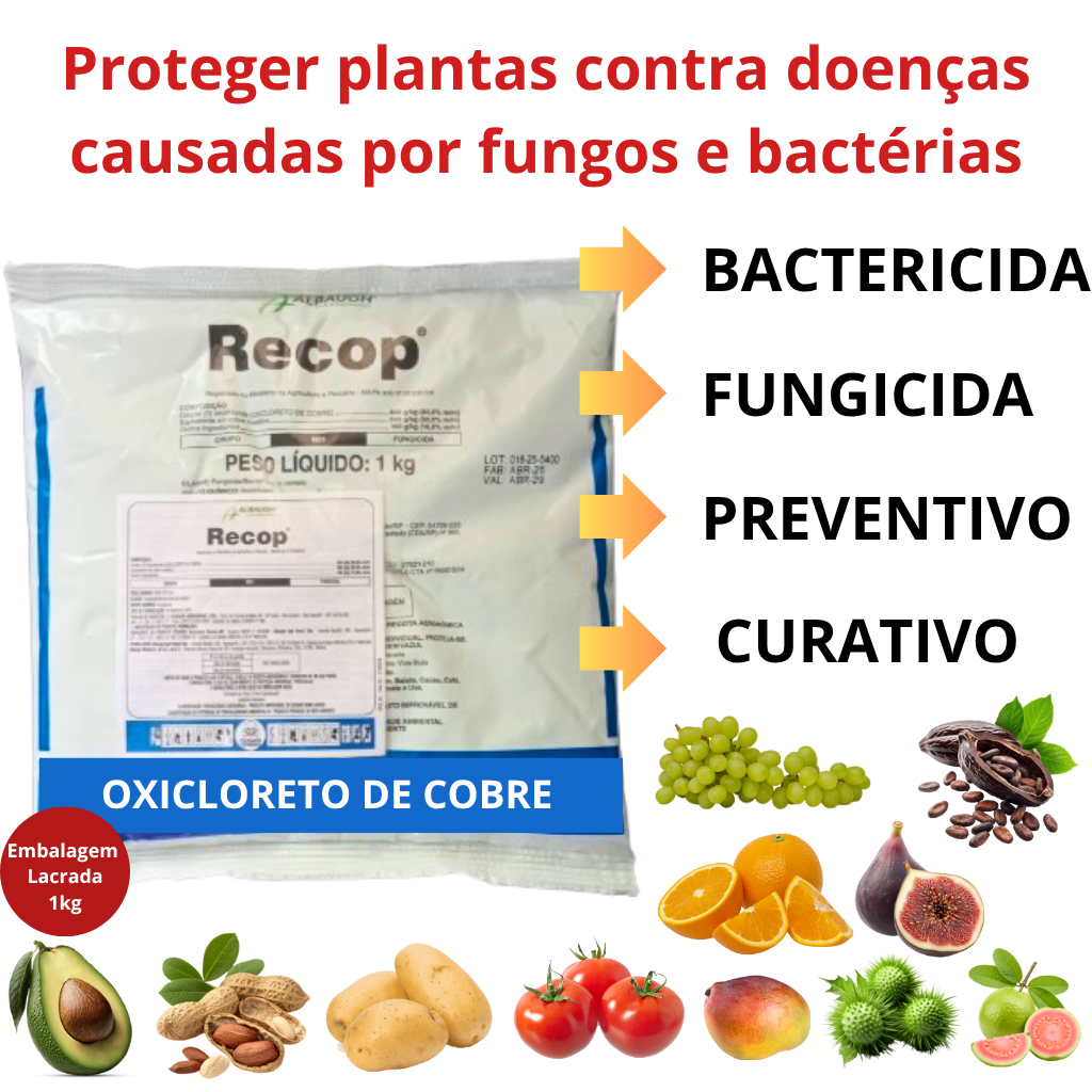 Fungicida Recop Albaugh Original Oxicloreto de Cobre - 1kg