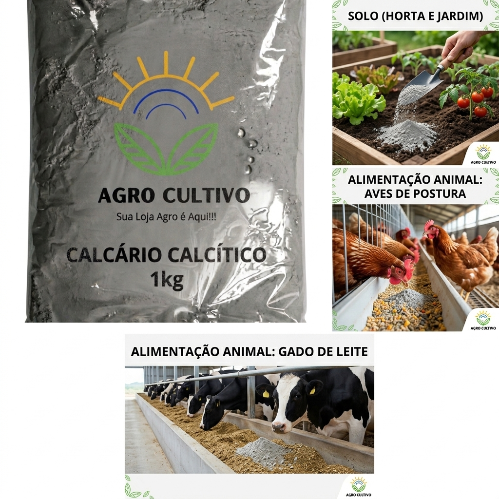 Calcário Calcítico Puro Corretor de Solo e pH - Pacote 1kg