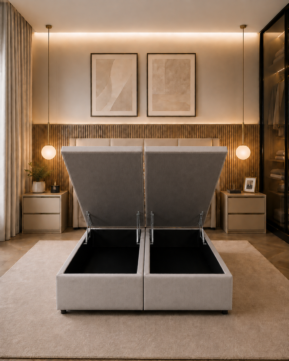 Base Baú Queen Suede 158X198X43