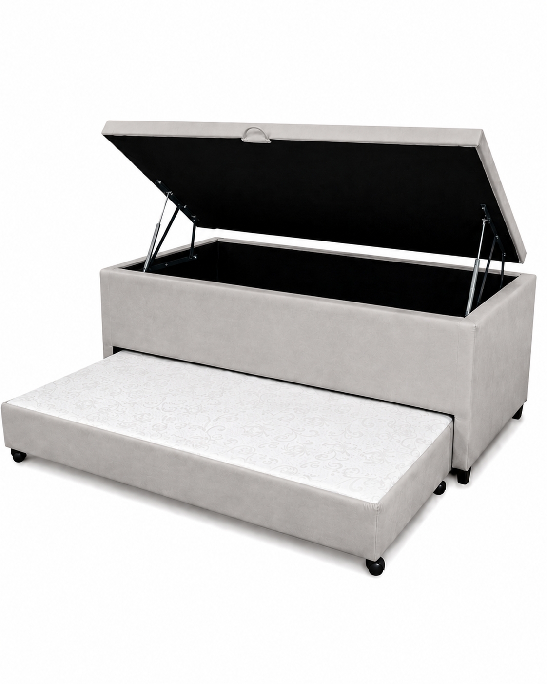 Base Baú Solteirão com auxiliar Suede 88X188X56