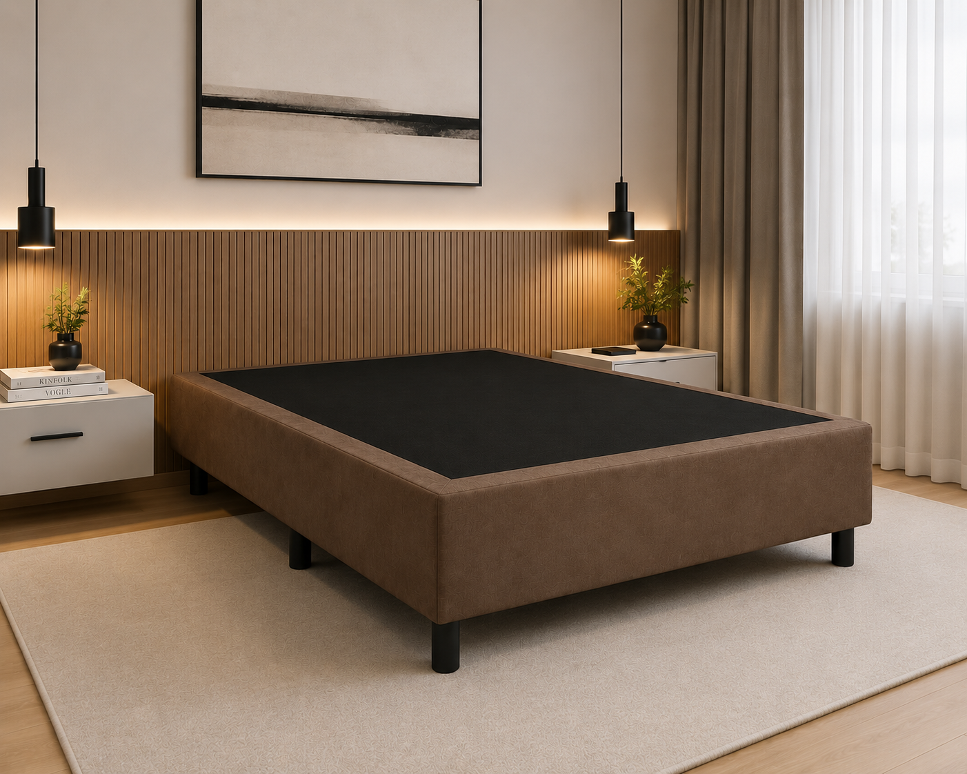 Base Box Casal Suede 138X188X40