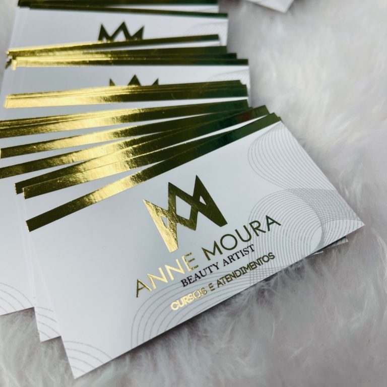 1000 Cartão de Visitas Hot Stamping Dourado Toque Aveludado (Soft Touch)
