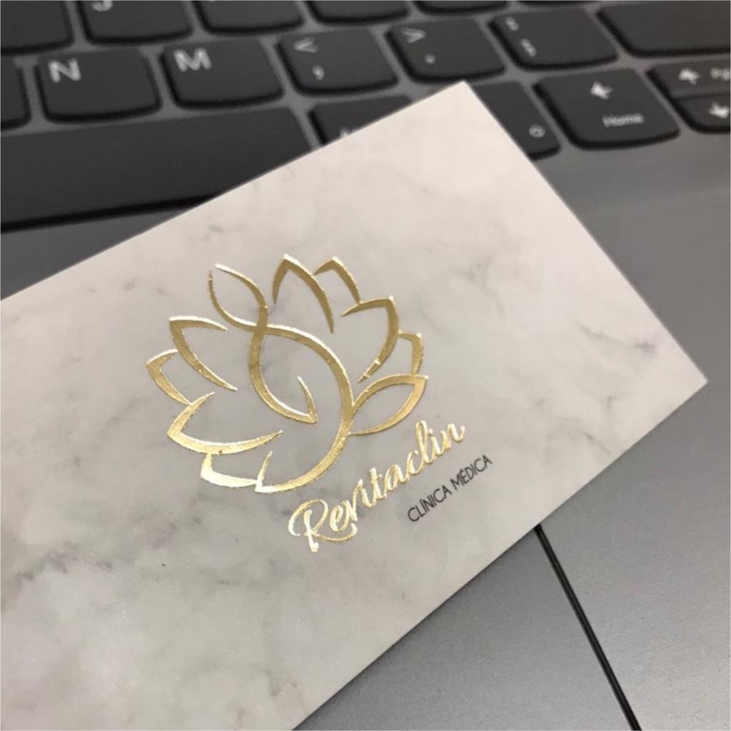 1000 Cartão de Visitas Hot Stamping Dourado Toque Aveludado (Soft Touch)