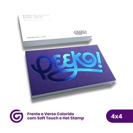 1000 Cartão de Visitas Hot Stamping Azul Toque Aveludado (Soft Touch)