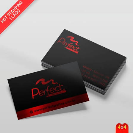 1000 Cartão de Visitas Hot Stamping Vermelho Toque Aveludado (Soft Touch)