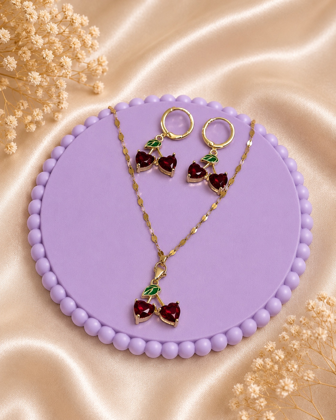 Conjunto Colar e Brinco Cerejinha