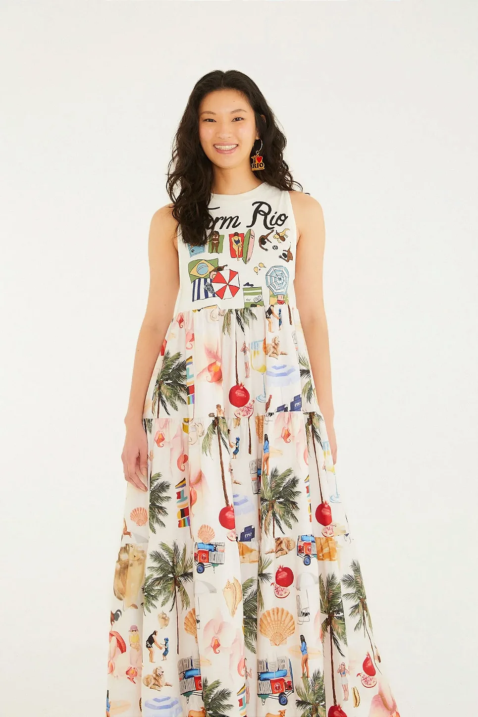Vestido Midi Estampado Praia Carioca