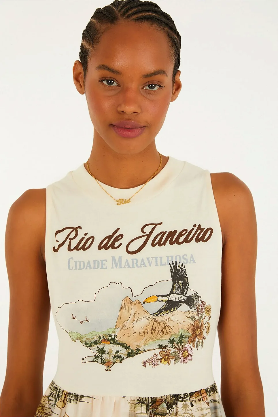 Vestido Longo Estampado Mapa Rio