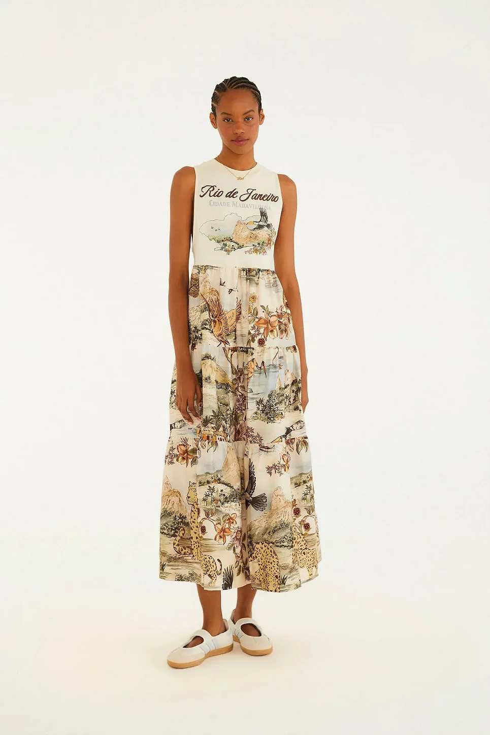 Vestido Longo Estampado Mapa Rio