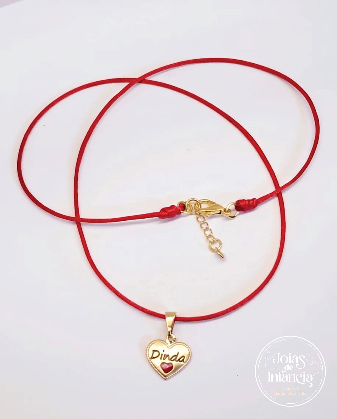Colar vermelho Dinda banhado Ouro 18k