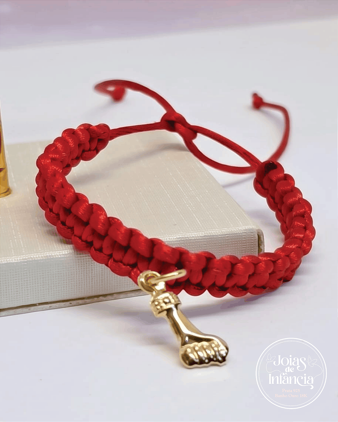 Pulseira vermelha com Figa banhada ouro 18k