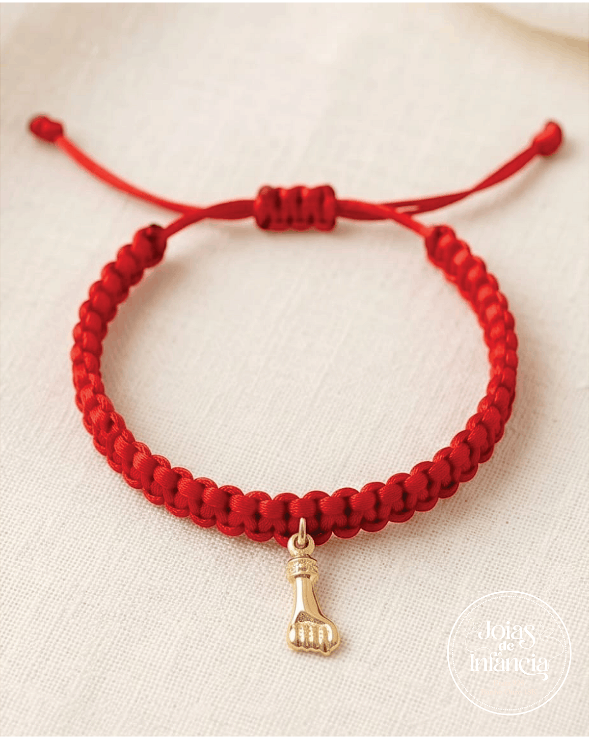 Pulseira vermelha com Figa banhada ouro 18k