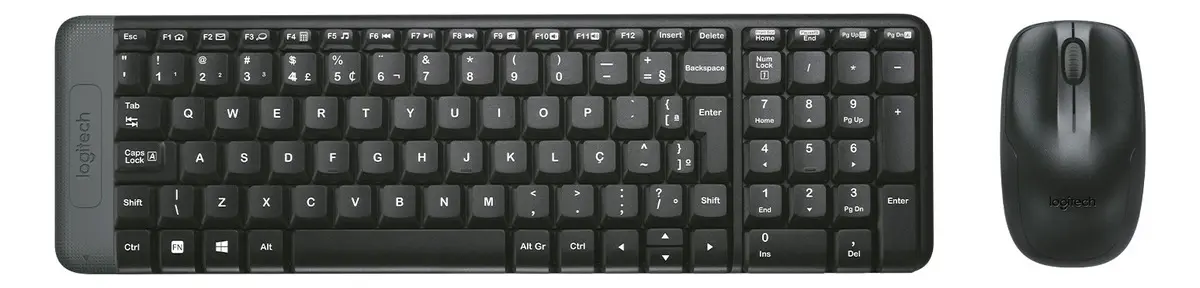 Combo Teclado e Mouse sem fio Logitech MK220 Layout ABNT2 Cor Preto