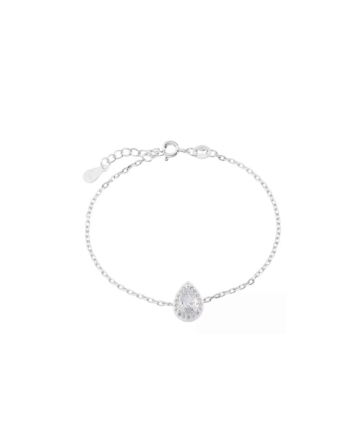 Pulseira Gota Cravejada Branca Prata 925
