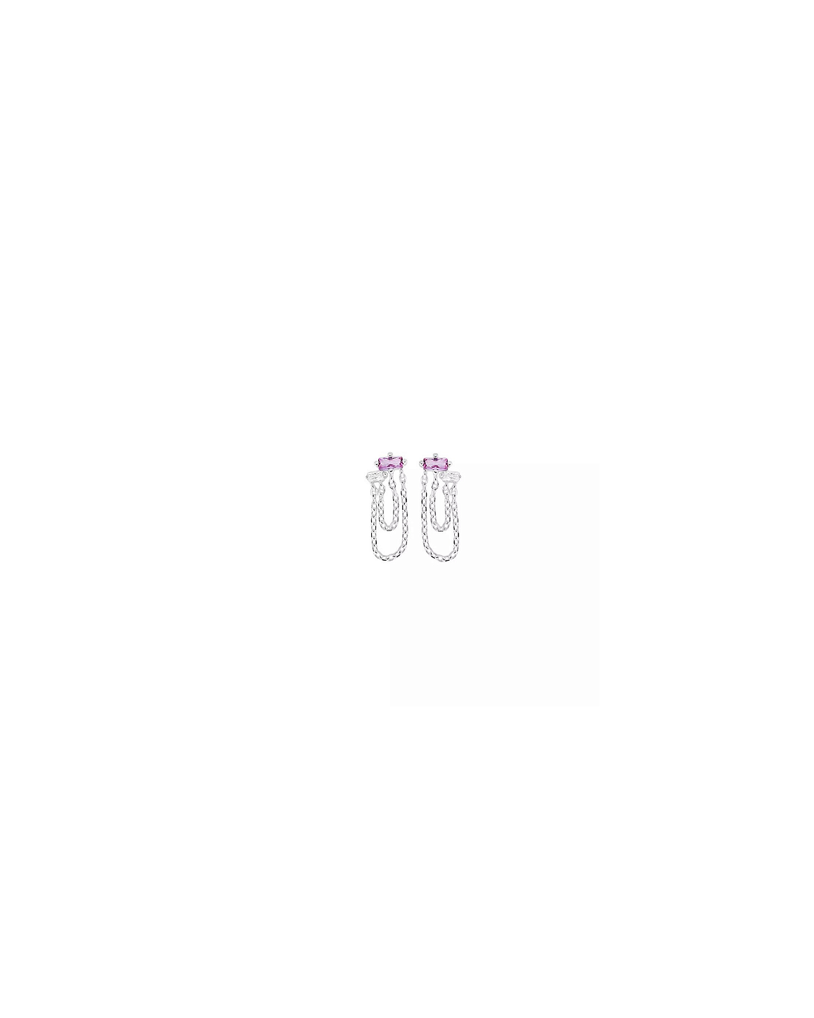 Brinco Baguete Correntes Prata 925 - Pink