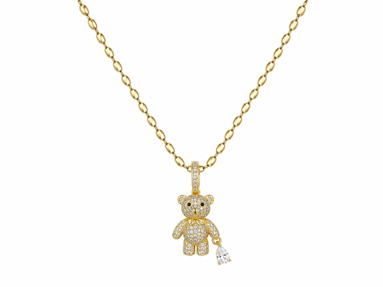 Colar Elo de Arroz com Pingente Ted em Banho de Ouro