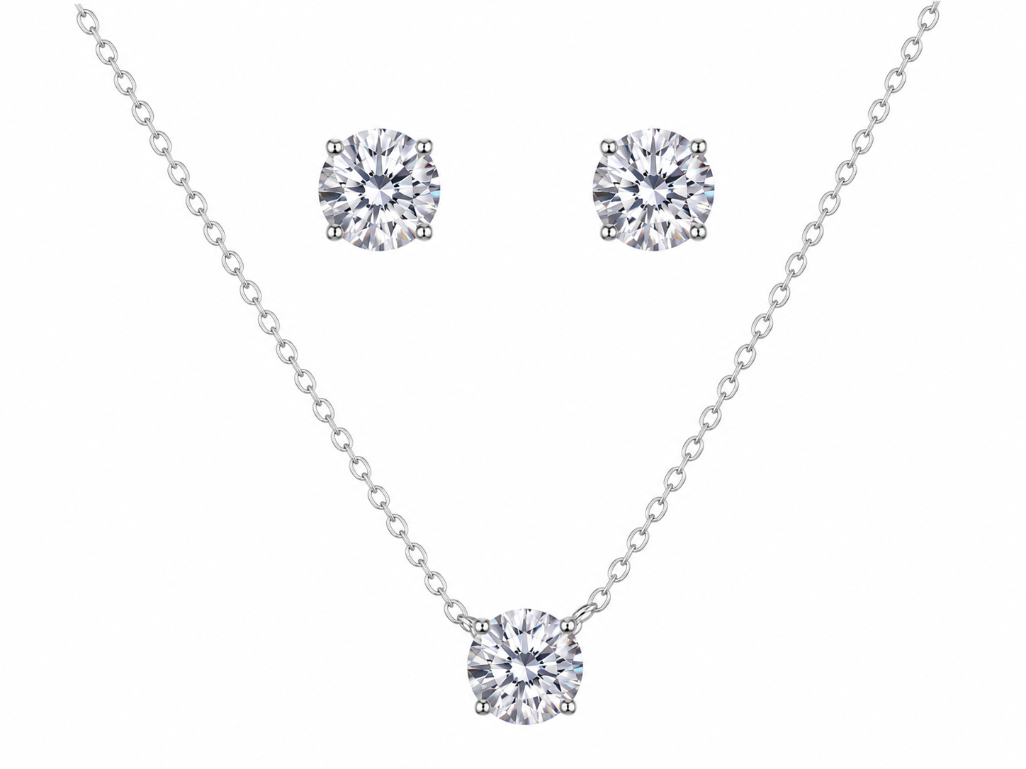 Conjunto Ponto de Luz Cristal Banho de Ródio Branco