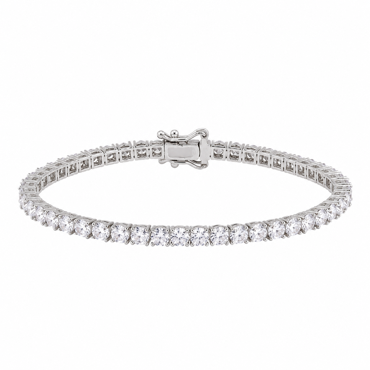 Pulseira Riviera 3 Pontas 3mm (Fecho Joia) Banho de Ródio Branco