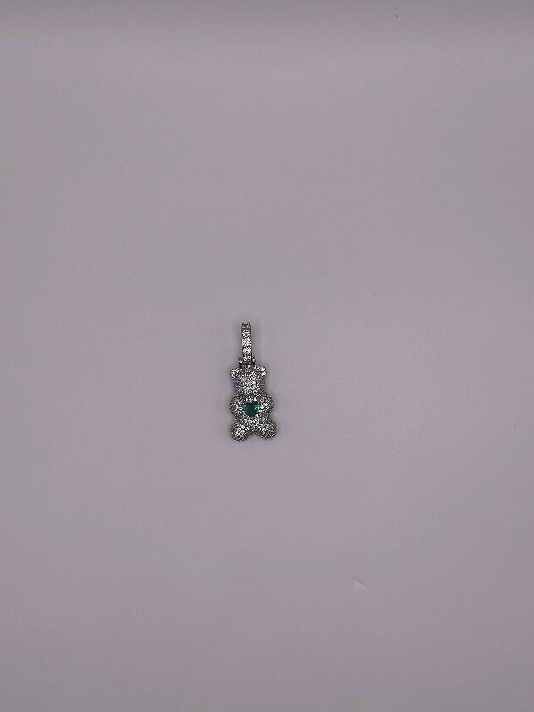 Pingente Ted Zircônia Cristal e Turmalina (Abre a Argola) Banho de Ródio Branco