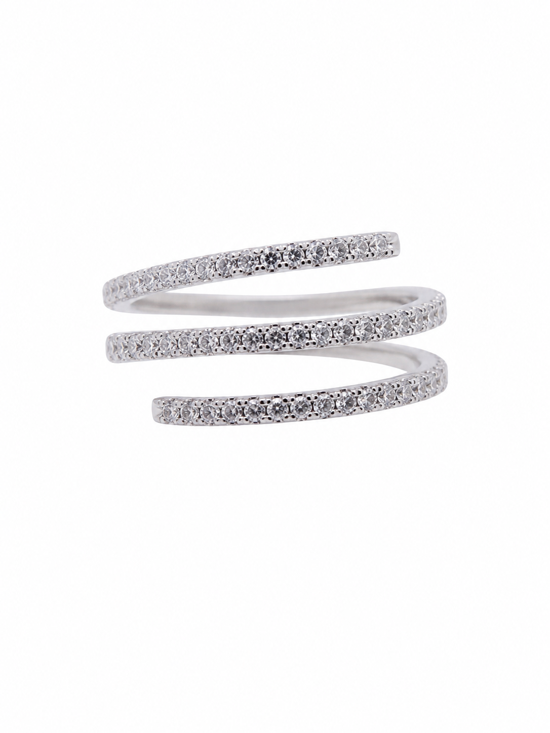 Anel Espiral com Zircônia Prata 925