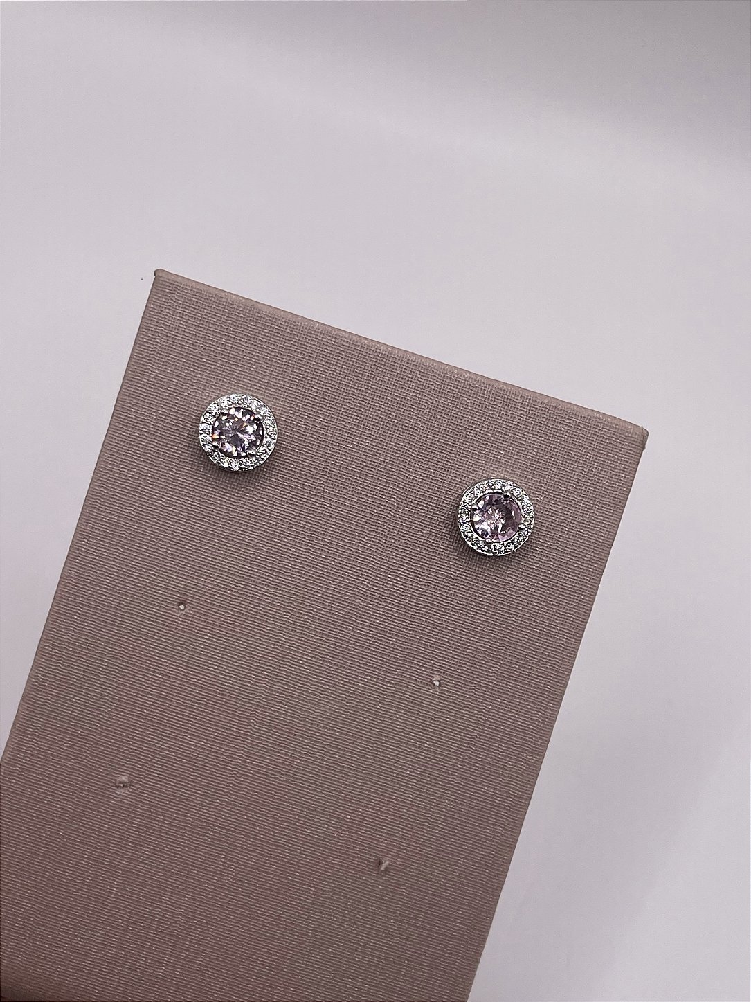 Brinco Pontinho de Luz com Zircônia Banho de Ródio Branco - Cristal e Rosa Claro