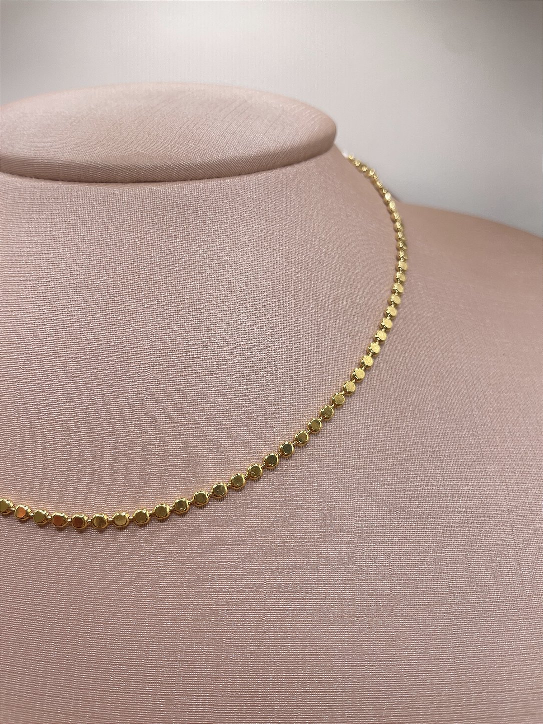Colar Choker Disco Banho de Ouro