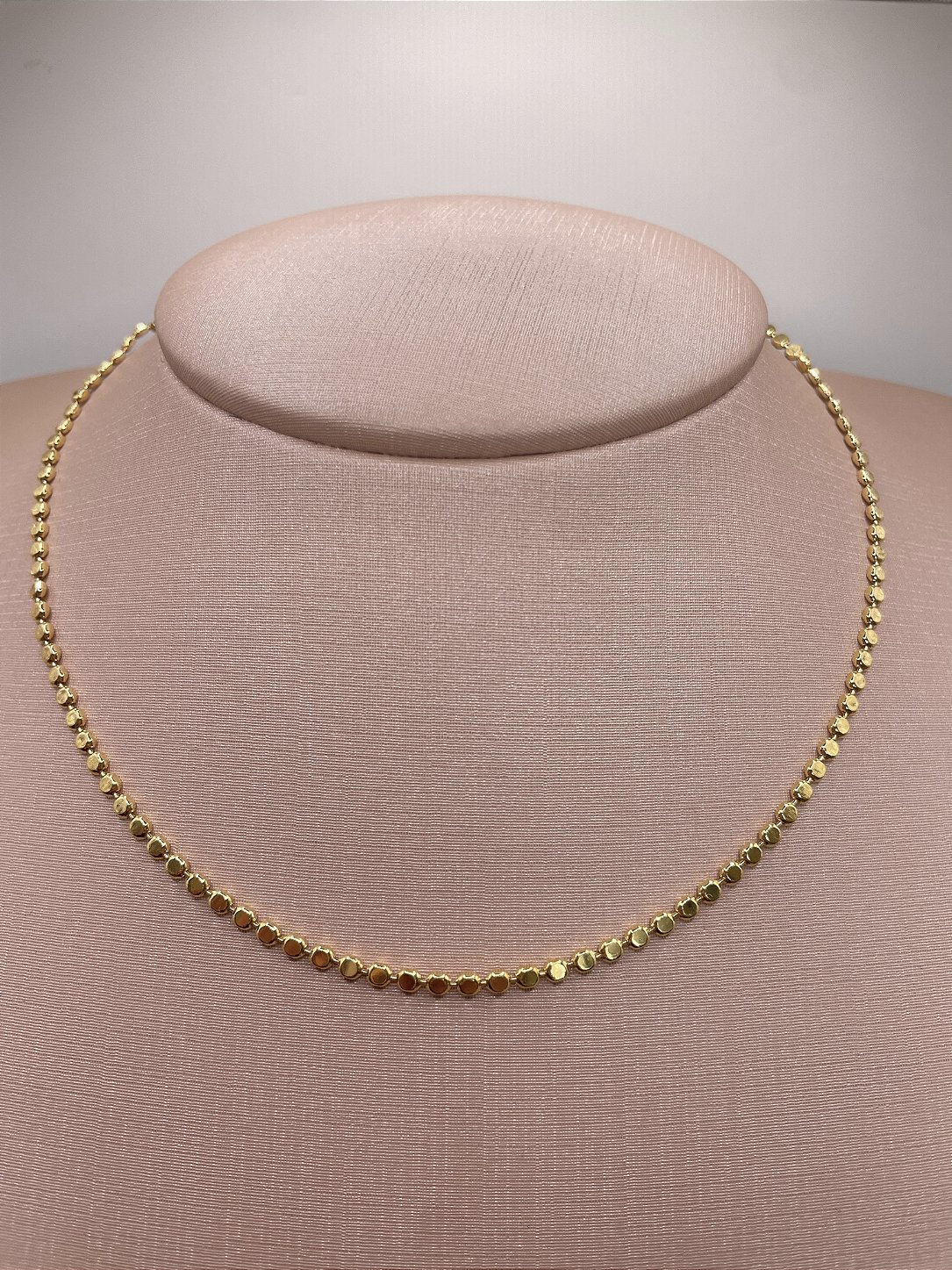 Colar Choker Disco Banho de Ouro