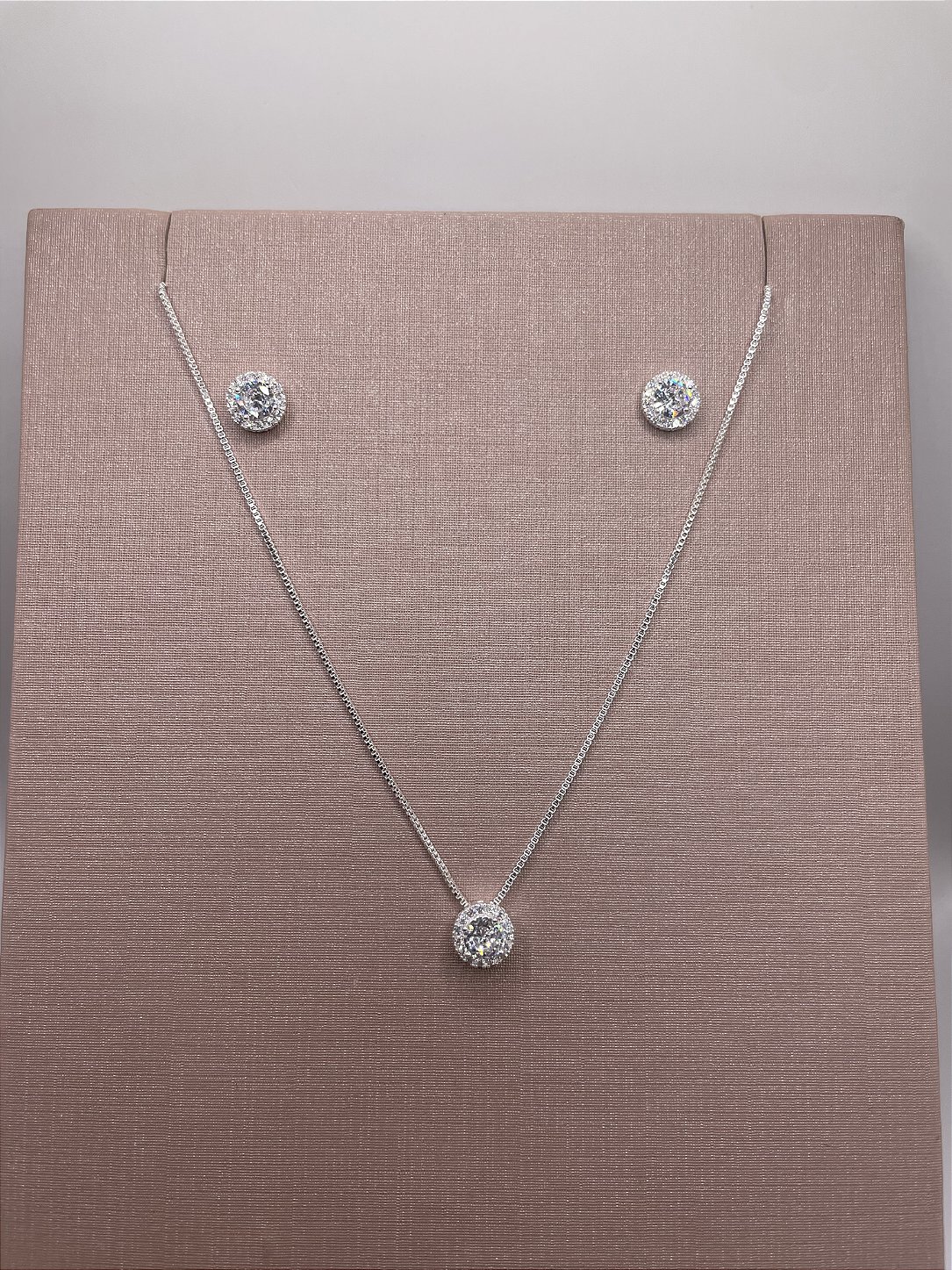 Conjunto Esfera Cristal Banho de Prata