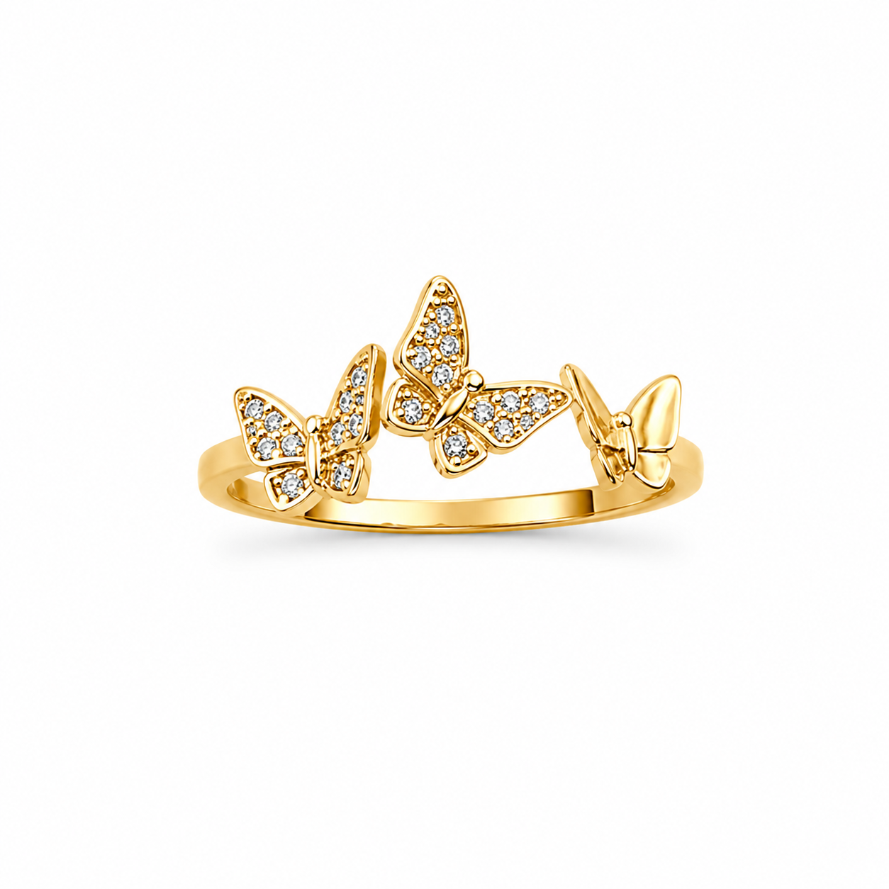 Anel Borboletas Banho de Ouro