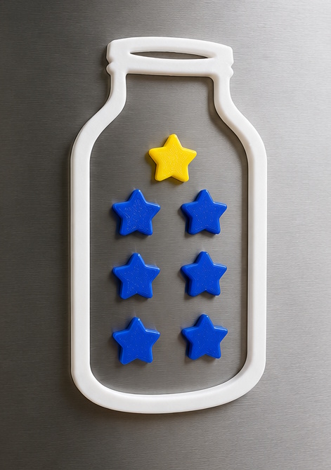 Pote De Incentivo E Recompensa Positiva Infantil 7 Estrelas Magnético