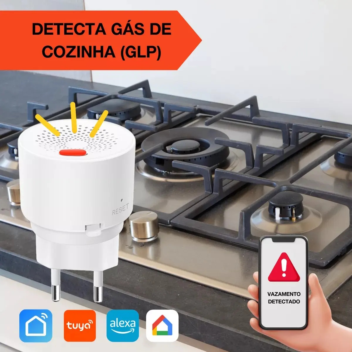 Sensor Detector Vazamento De Gás Inteligente Wifi Tuya App