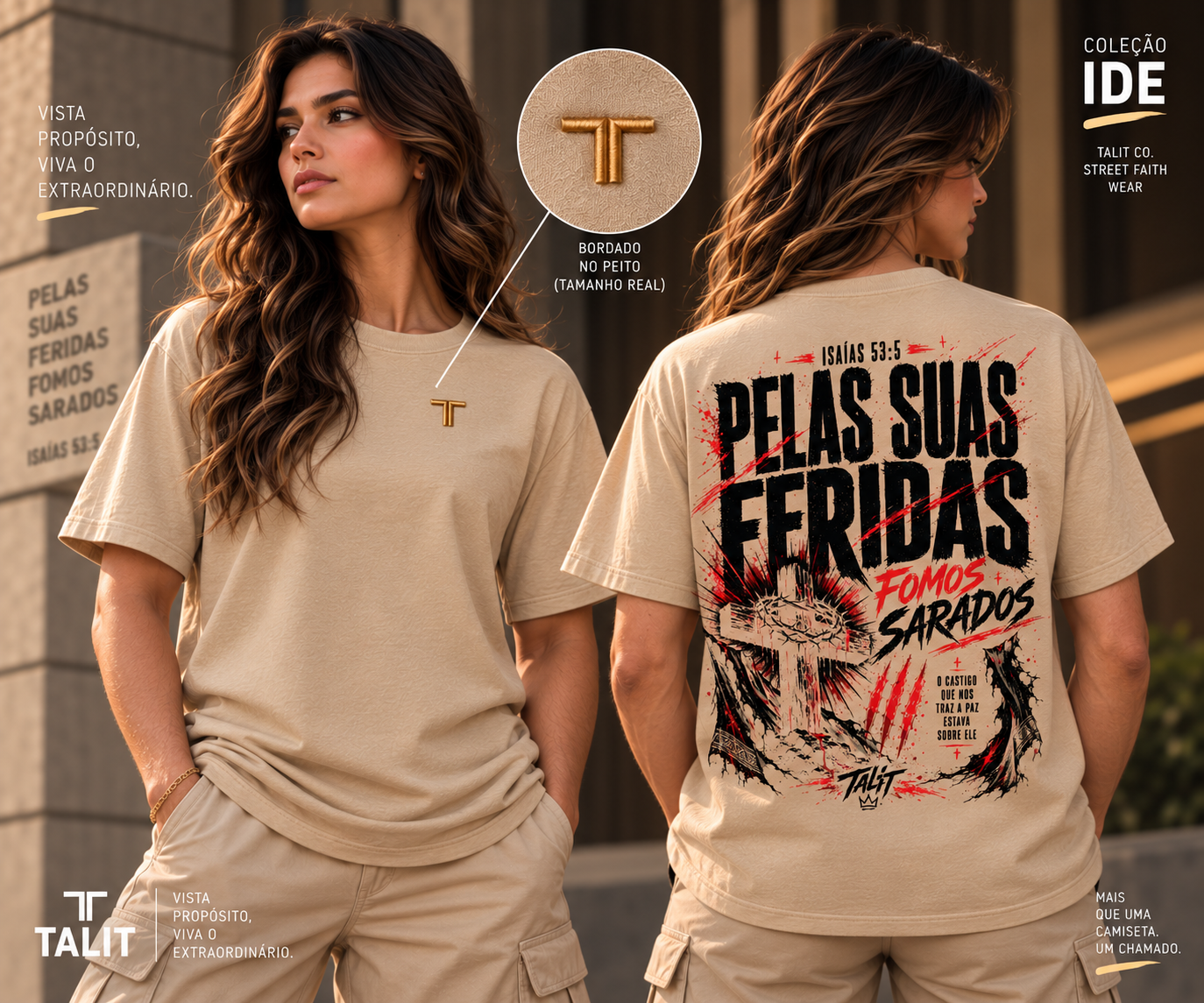 Camiseta IDE - TALIT - AREIA - Cód.: 005