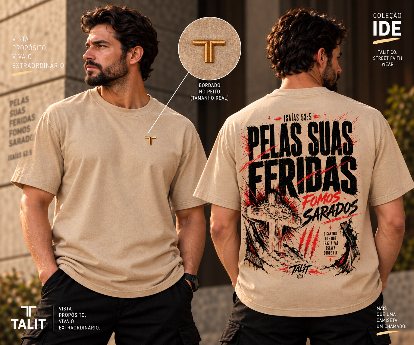 Camiseta IDE - TALIT - AREIA - Cód.: 005